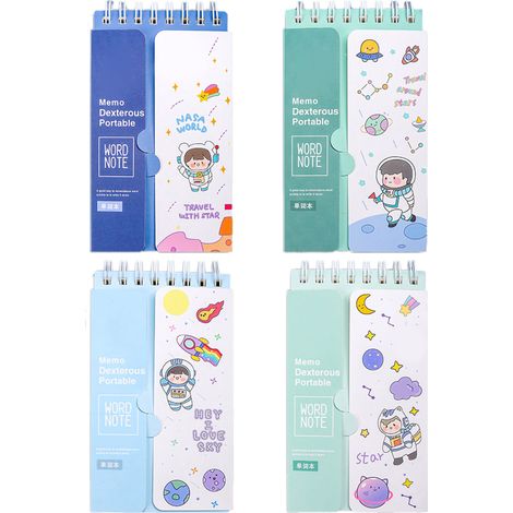 4 Carnets de Poche Petits Format A6 Spirale Couverture Rigide Rechargeable Mots Anglais Voyage Planète (1/5)