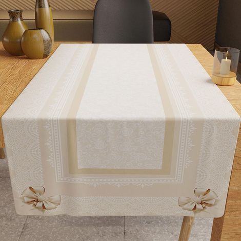 Chemin de Table, Chemin de Table de Cuisine, Nappes de Chemin en Impression numérique nœud Beige, 100 % fabriqué en Italie (1/2)