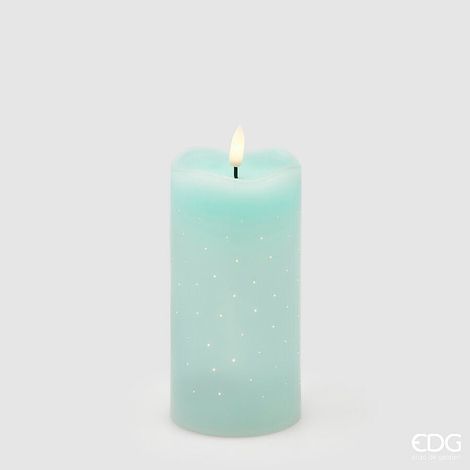 EDG Enzo De Gasperi Candela Led Starry con Moccolo H 15 Cm D 7,5 Cm IP20 Verde Chiaro
