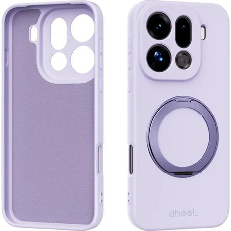 (Violet, OPPO Find X9) Étui souple en silicone liquide doux pour la peau, support magnétique à 360°, protection intégrale. (1/5)