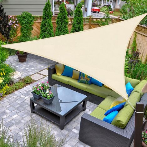 Voile d'ombrage Imperméable Triangulaire 3x3x3m Toile Ombrage UV Protection pour Terrasse Jardin Extérieur (1/3)