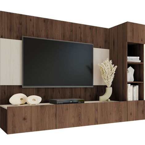 Ensemble de salon Comfivo Salix II, Noyer + Clair traverine (1/5)