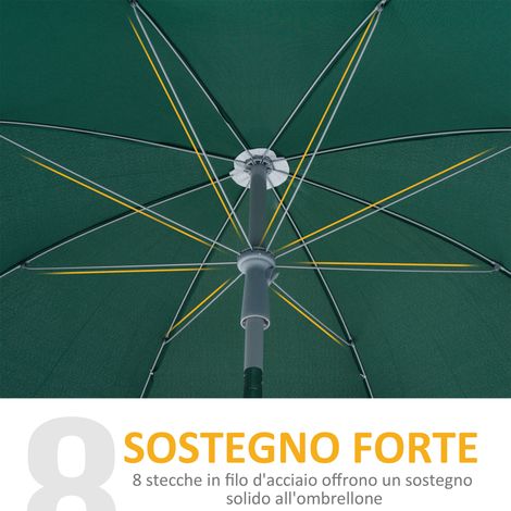Parasol inclinable extérieur 2x2,3 m, vert foncé, en polyester, transportable avec toit orientable