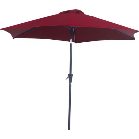 Outsunny neigbarer, gerader Sonnenschirm für Garten, Balkon und Terrasse, Kurbelgriff, hochdichtes, wasserdichtes Polyestergewebe (180 g/m²), Ø 2,6 m x 2,35 m (H), Aluminium, weinrot