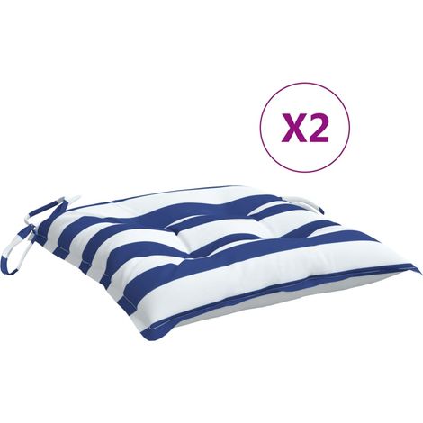 Coussins de chaise 2 pièces tissu Oxford rayures bleu blanc 50x50x7 cm (1/5)