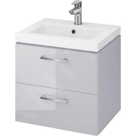 Cersanit Lara - Meuble avec lavabo, 46x49x40 cm, 2 tiroirs, gris S801-212-DSM (1/4)