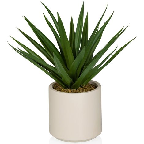 Kunstpflanze / Topfpflanze AGAVE 45 cm Kunststoff grün hjh OFFICE (1/5)