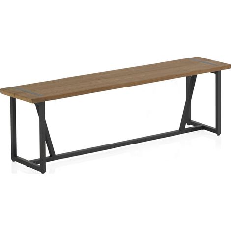 banc métal et bois naturel style industriel pour intérieur moderne - bois naturel et métal noir (1/4)