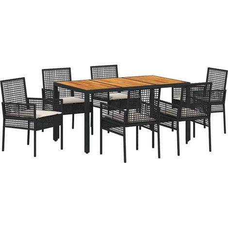 Maison Exclusive - Set da Pranzo per Giardino 7 pcs Nero polyrattan