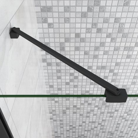 Barra Stabilizzatrice Nera Opaca per Rinforzare Vetro Box Doccia Lunga 45 cm Snodabile