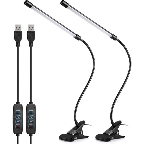 EASYCOMFORT Lampe de bureau LED à clipser, lampe de lecture USB 10 W, lumière col de cygne 360°, lot de deux (1/5)