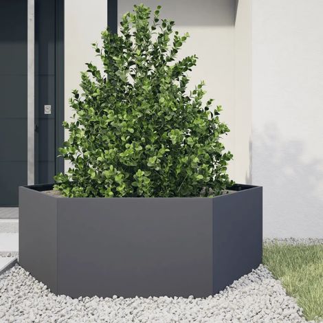 Pflanzkübel Anthrazit Sechseckig 138x120x45 Stahl vidaXL