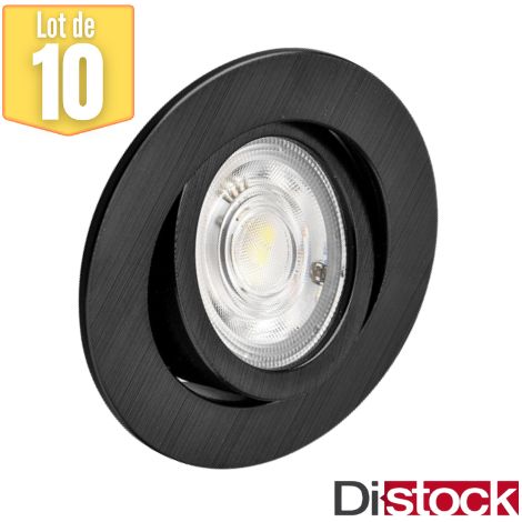 Lot de 10 spots LED encastrables 3en1 rond noir 7W – Interrupteur couleur Kelvin 3000K/4000K/6500K – IP20 – Installation rapide avec ressorts – Braytron (1/5)