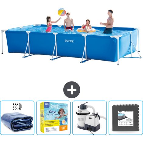 Intex-Schwimmbecken mit rechteckigem Rahmen – 450 x 220 x 84 cm – Blau – im Lieferumfang enthalten Accessoire CB68