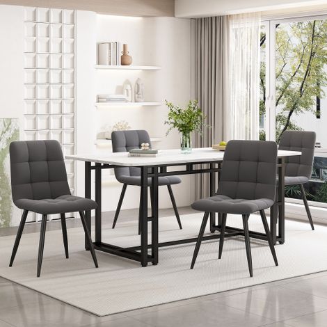 140x80cm Leichter Luxus Esstisch,(1-St), Gestell aus Metall Rechteckiger Esstisch aus Moderner Küchentisch mit Metallbeinen für Esszimmer Wohnzimmer,Schwarze Tischbeine