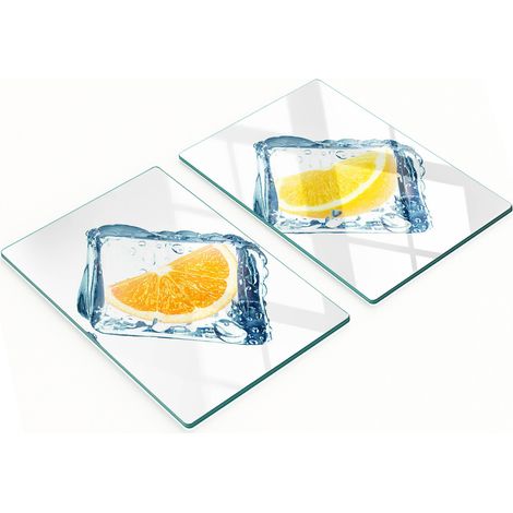 Küchenschneidebretter aus Glas mit grafischen Fruchtwürfeln, 2 x 40 x 52 cm (1/5)