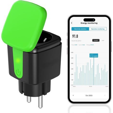 WLAN-Außensteckdose mit Energieverbrauchsüberwachung – wasserdicht (IP44) – kompatibel mit Alexa und Google Assistant – Steuerung per App (1/5)