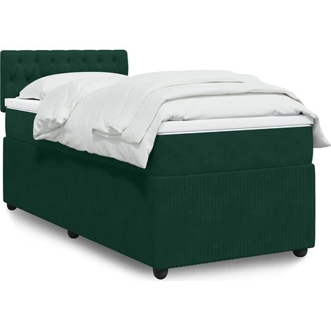Boxspringbett mit Matratze Dunkelgrün 100x200 cm Samt