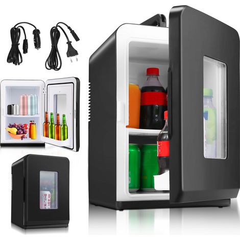 TolleTour 2in1 Mini Kühlschrank 15 Liter Tragbarer mit Kühl- und Heizfunktion, 12V und 230V Minibar Kühlbox für Auto Camping Schwarz