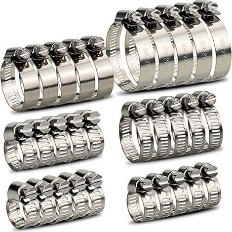 30 Stücke Schlauchschellen Set 6-51mm Einstellbare Edelstahl Schlauch Clips Rohrschellen Schlauchklemmen Sortiment Kit für Haus Gas Rohr, Wasser Rohr, Tank, Automobil-Tubing (1/5)