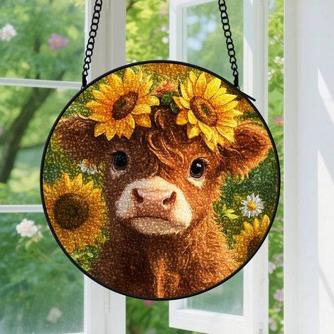Suspension en vitrail - Attrape-soleil élégant coloré, décoration intérieure maison, cadeau Fête des Pères, Anniversaire pour homme, femme, maman 9cm (1/5)