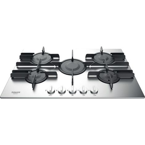 Placa vitrocerámica Hotpoint FTGHL 751 D/IX/HA de acero empotrada de 75 cm a gas y 5 fuegos