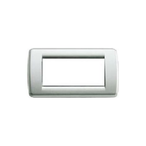 Vimar placca 4 moduli rondo' in metallo argentata serie idea 16754.21 (1/2)