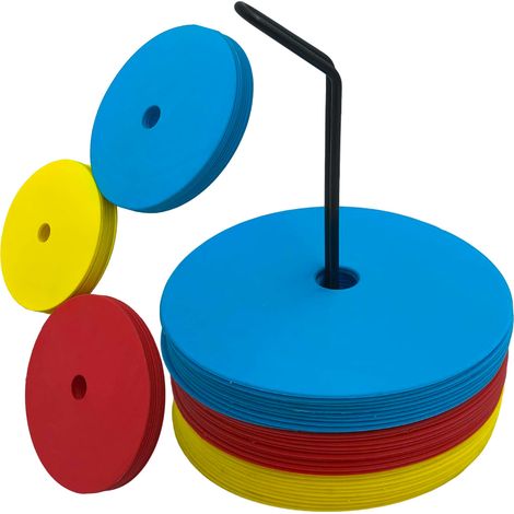 Tapis d'entraînement plats en caoutchouc (2 mm), 30 pièces avec poignée (3 couleurs) (1/3)
