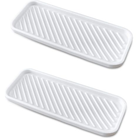 Set mit 2 dicken Silikon-Schwammhaltern für Küchenspüle, Badezimmer, Seifenspender, Spülbürste, weiß