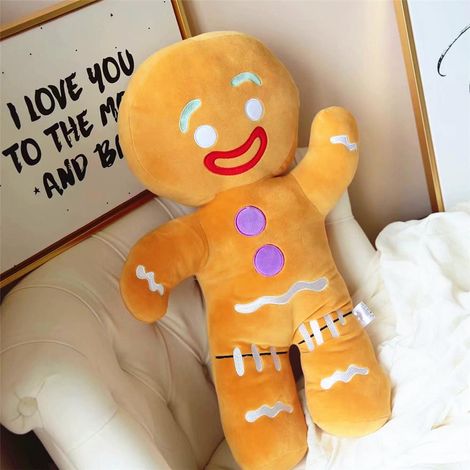Bonhomme en pain d'épices doudou peluche bébé, oreiller biscuit renne décoration maison, jouet enfant cadeau Noël (1/5)