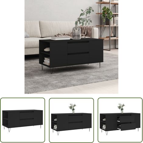 The Living Store Couchtisch Schwarz 102x44,5x50 cm Holzwerkstoff - Couchtisch - Wohnzimmerstil - Holzwerkstoff - Schwarz - Modernes Design (1/5)