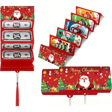 Lot de 2 enveloppes de Noël pour argent liquide, carte surprise créative avec pince à billets et compartiment pour billets, enveloppes de Noël pour argent liquide, cadeau de Noël à faire soi-même (1/5)