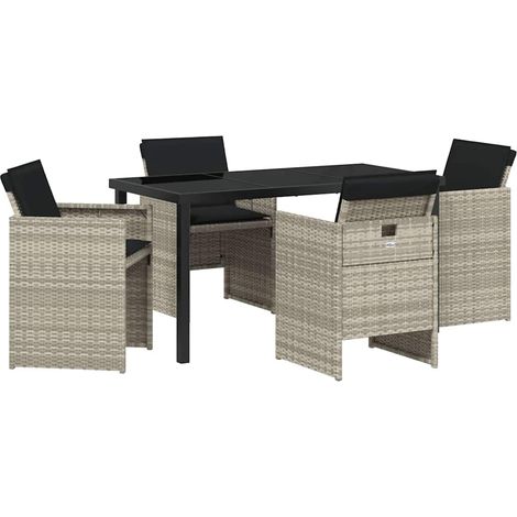 Ensemble de salle à manger pour jardin 5 pcs Mobilier de jardin Gris clair (1/5)