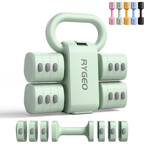 Ensemble d'haltères réglables 2 en 1 pour femme – 4 niveaux (1 kg à 5,5 kg) – Poids de gym à domicile pour femmes à la maison – Haltères de fitness (1/5)