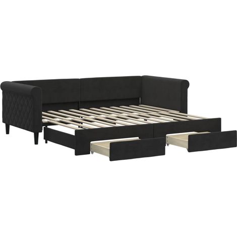 Maison Exclusive - Tagesbett Ausziehbar mit Schubladen Schwarz 90