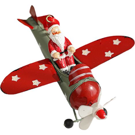 Ornement Suspendu Avion Père Noël - Décoration Métallique Pour Arbre De Noël Fenêtre Cheminée - 37 g (1/5)