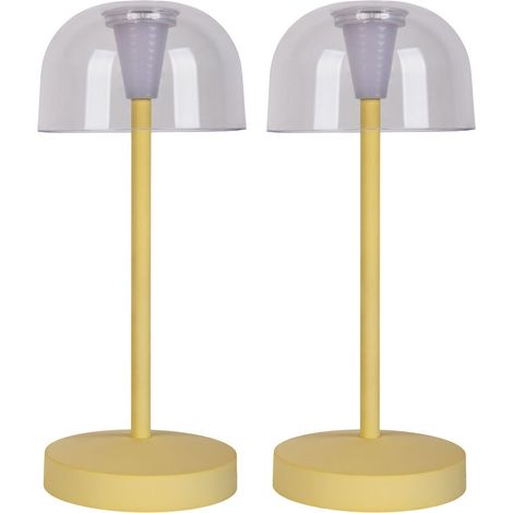 Naeve GOMBA Lot de 2 lampes LED d'extérieur portables rechargeables à intensité variable Jaune 2300 K IP54 Capteur tactile
