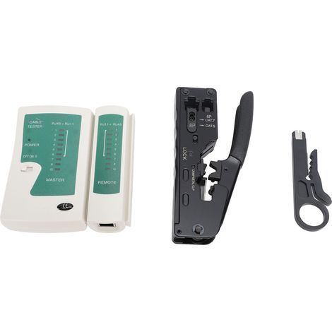 Pince à sertir RJ45, pince à sertir Ethernet Cat5, Cat5e et Cat6 avec testeur de câble réseau et dénudeur de fils