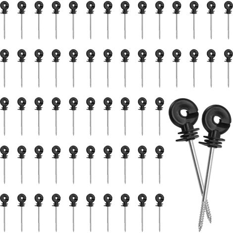 Lot de 60 isolateurs de clôture électrique à visser de 15,2 cm, bras long pour ruban adhésif, corde sur poteaux en bois, solution agricole, clôture de jardin (1/5)