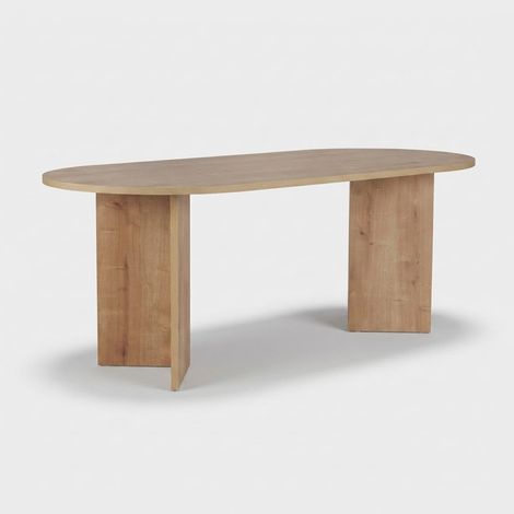 Table à manger moderne en mélamine 200x90 Sabella - Chêne (1/5)