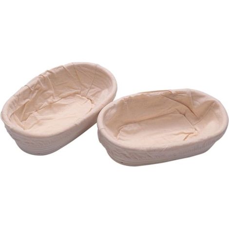 HOXILEELEO - XJ-2pcs 25 cm/10 pollici Cesto per il pane in rattan con fodera per la fermentazione di frutta, ciotola rotonda o ovale per la conservazione della pasta e cibo (1/5)