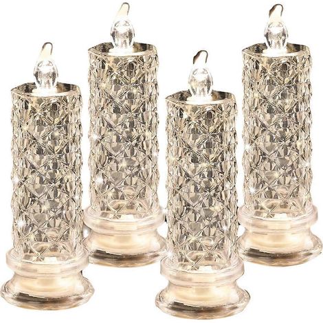 Bougies LED sans flamme Rose Shadow, lot de 4 bougies romantiques à piles, bougies piliers LED pour la Saint-Valentin (1/5)