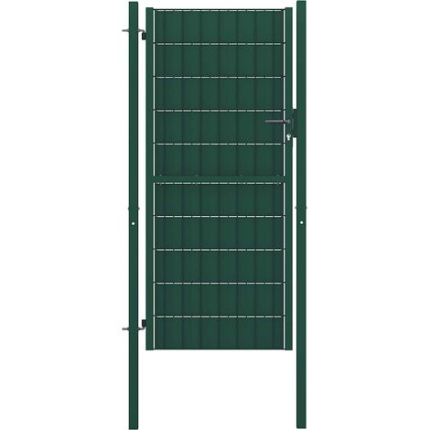 Portail de clôture en PVC et acier 100 x 204 cm vert (1/4)