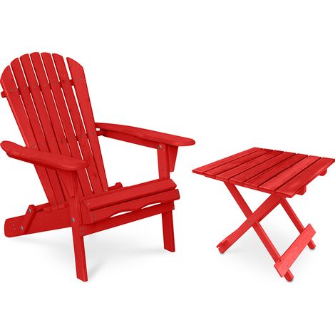 Sedia e tavolo da giardino per esterni - Legno - Alana Rosso