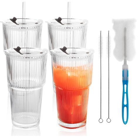 Gobelets Fraise 500 ml avec Couvercle et Paille