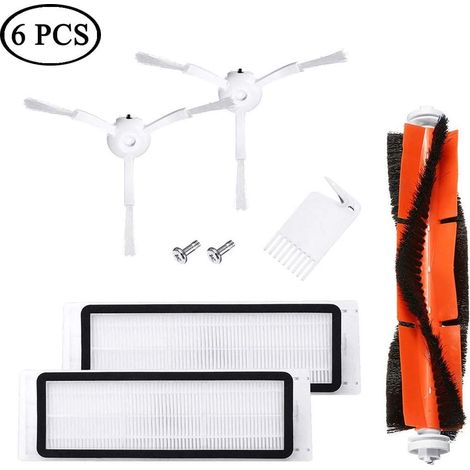 MINKUROW Accesorios Para Robot Aspirador Xiaomi Roborock, 6 Piezas De Repuesto Para Xiaomi Roborock, 1 Cepillo Medio + 2 Cepillos Laterales + 1 Auxiliar De Limpieza + 2 Filtros Hepa De Reemplazo Para  (1/4)
