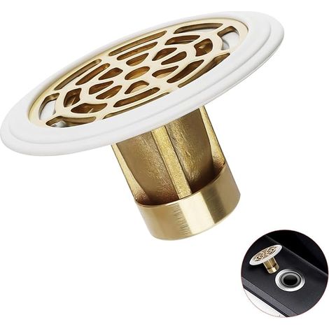 Desagüe de piso, trampa de olores de latón reforzado, desagüe de piso a prueba de olores con anillo de goma, previene los malos olores, adecuado para orificios de desagüe de piso con un diámetro de 27 (1/5)