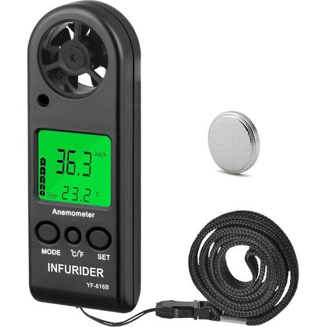 Anémomètre Portable LCD, Mini Vent Compteur de Vitesse, Airflow Anémomètre Thermomètre avec MAX/AVG/Vitesse Actuelle du Vent pour Vol de Drone (1/5)