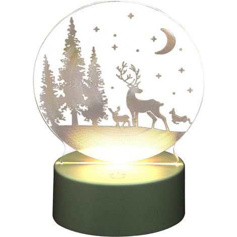 1 lampe LED acrylique pour ambiance de Noël, veilleuse chic-13X12CM-Transparent (1/3)