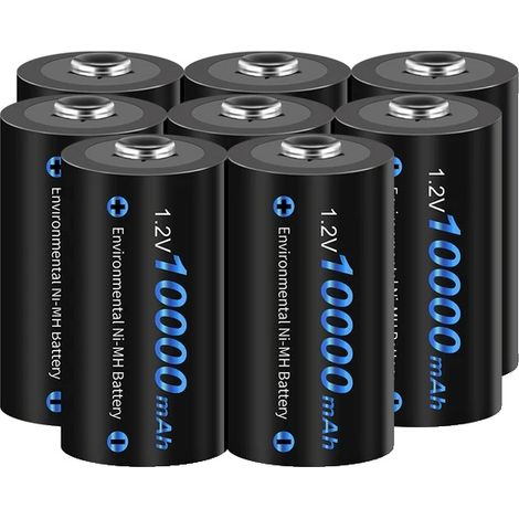 Batterie rechargeable de taille D, Ni-MH, haute capacité, 8pcs (1/2)